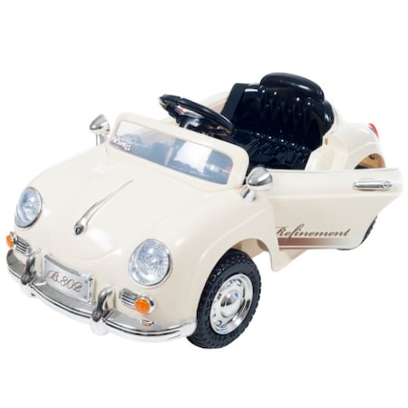 Toy Time Ride-On Sports Car- 6V Battery Powered Vehicle- AUX Input and Remote Control, Cream 983451ABR